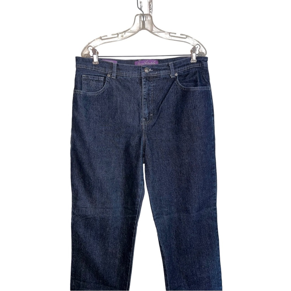 Gloria Vanderbilt Women’s Jeans Sz 14 Dark Blue Wash Amanda Style Stitch Pockets - Picture 2 of 4